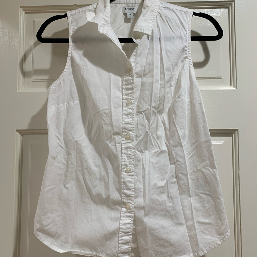 J. Crew White Sleeveless Button Down Shirt Small